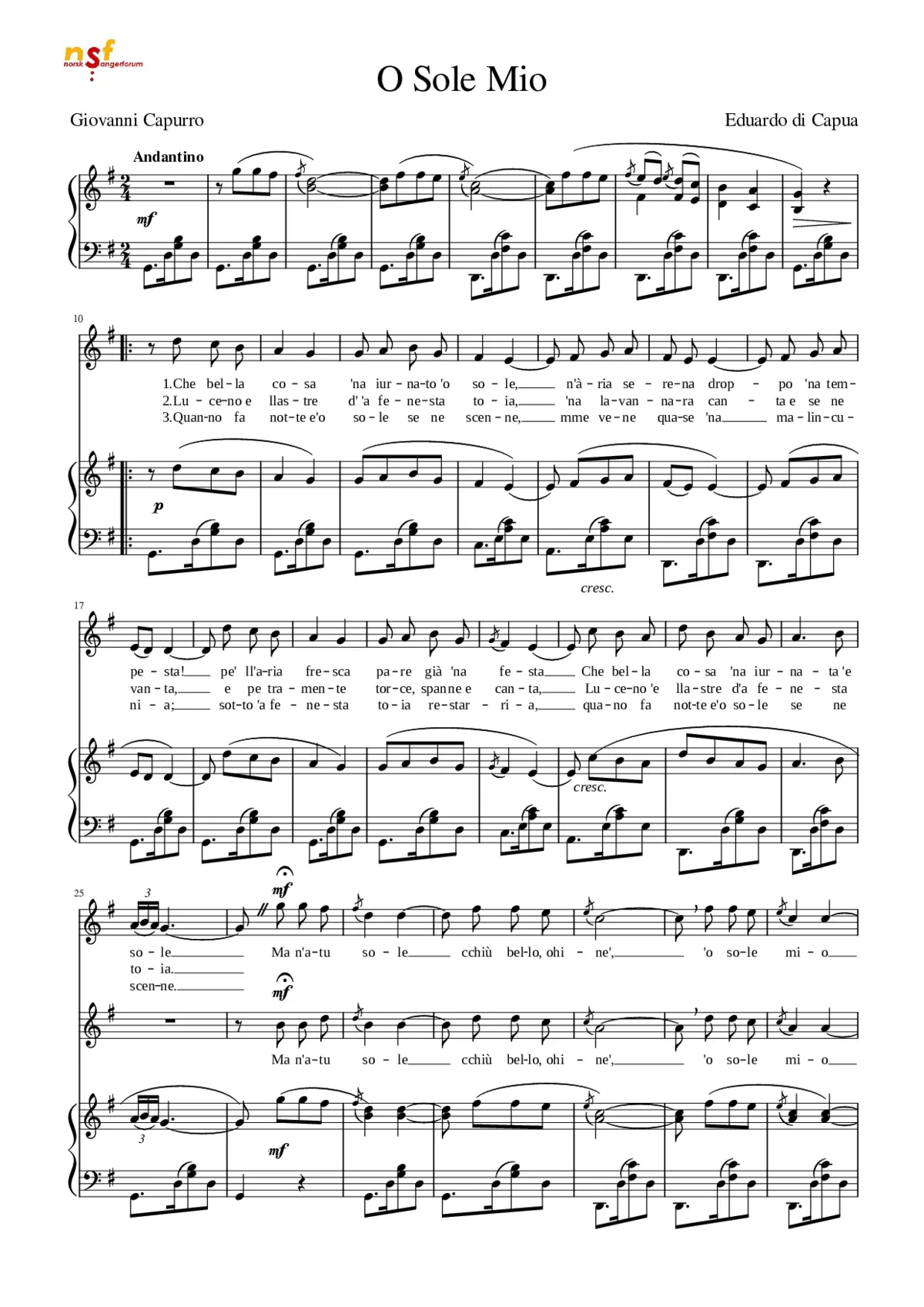 'O Sole Mio - Page 1