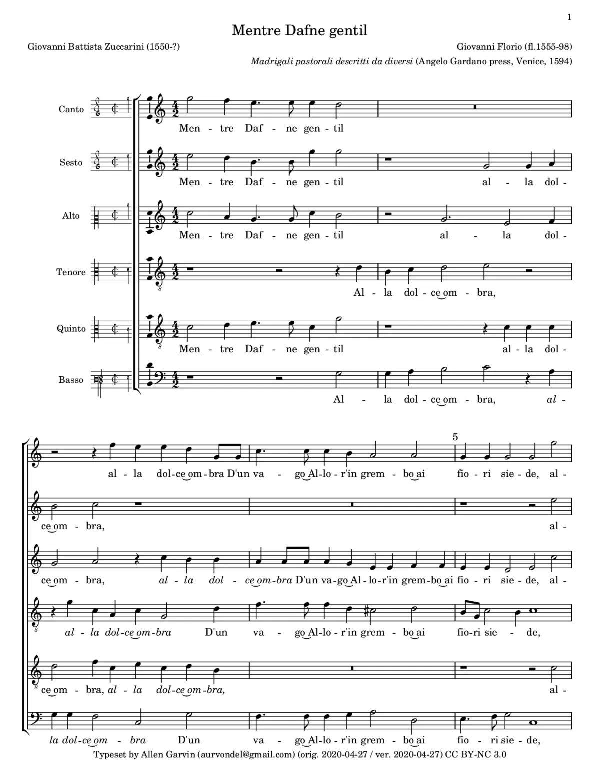 Mentre Dafne gentil - Page 1
