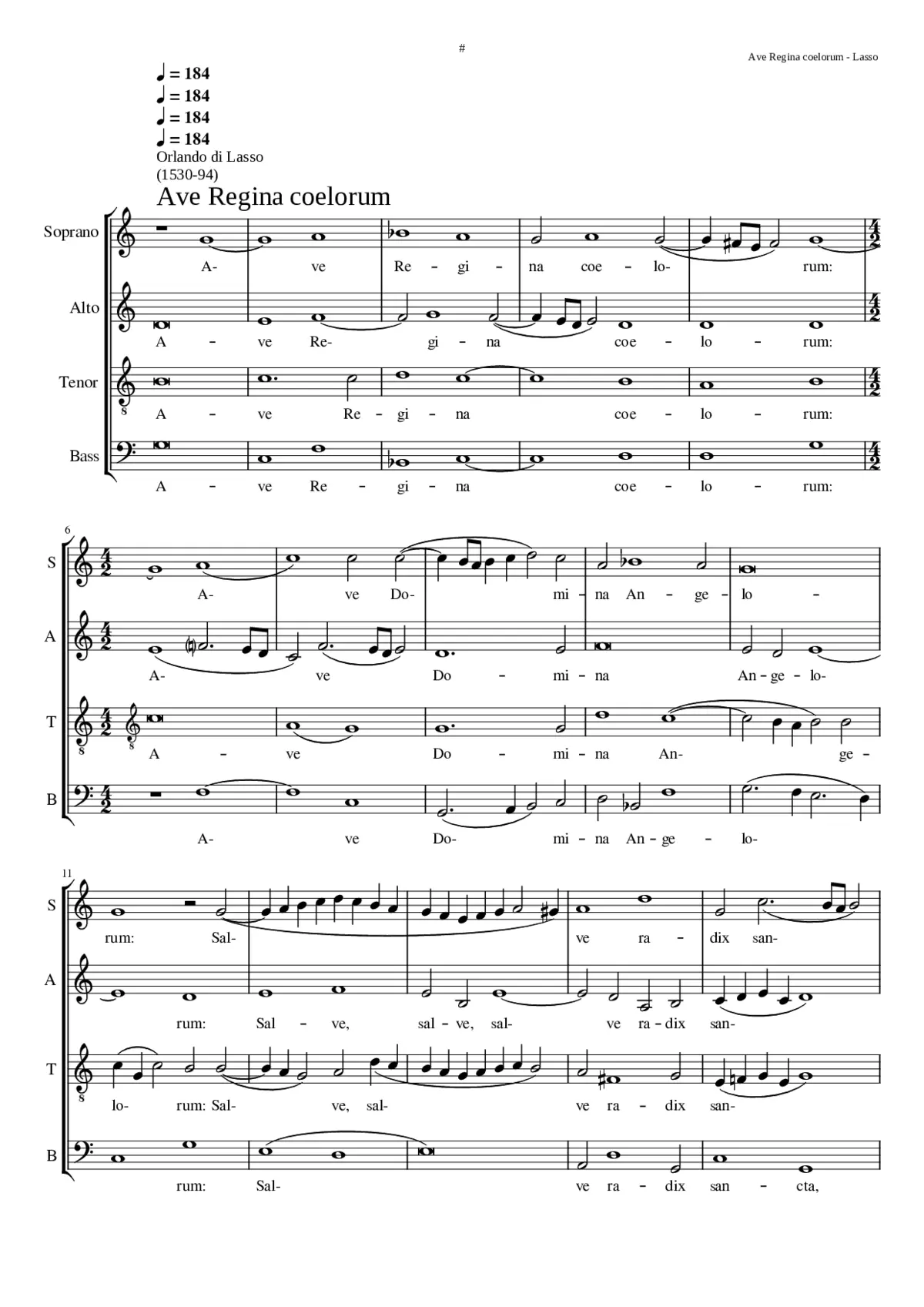 Ave Regina coelorum (1 of 5 settings) - Page 1