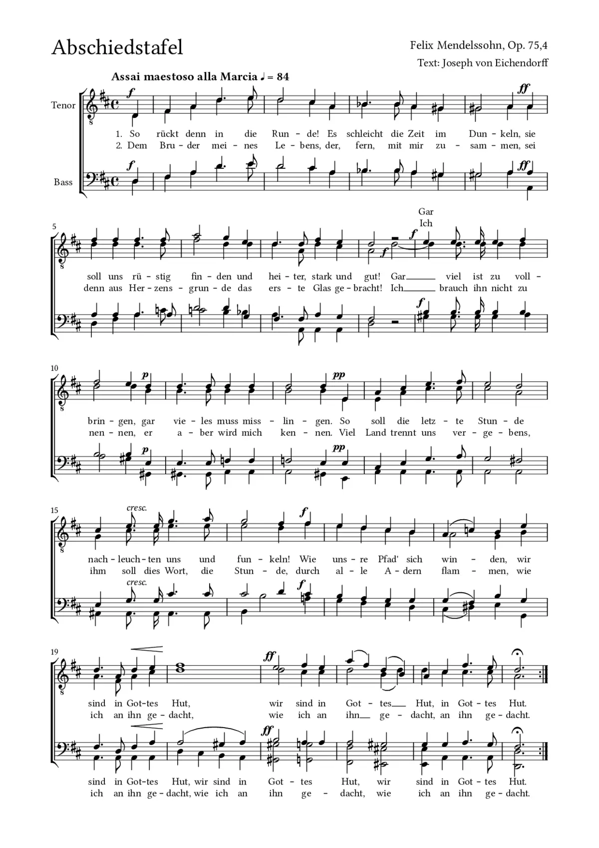 Abschiedstafel, Op. 75, No. 4 - Page 1