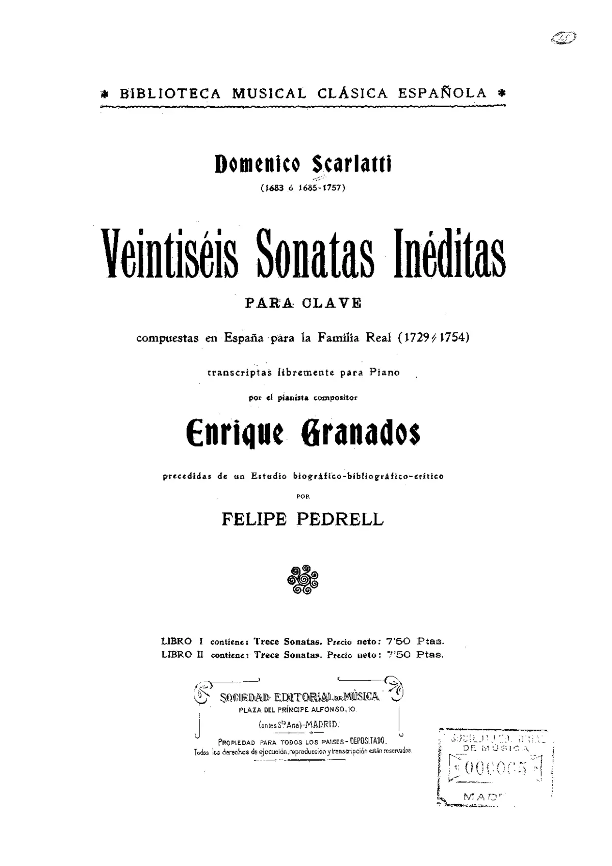 Veintiséis Sonatas Inéditas para Clave - Page 1