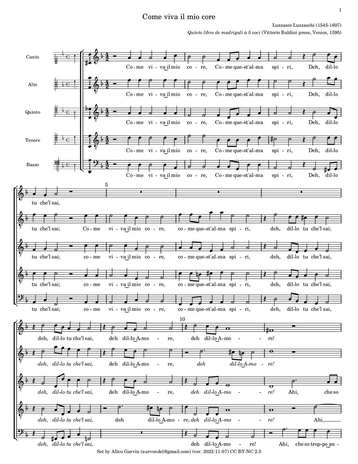 Come viva il mio core - Page 1