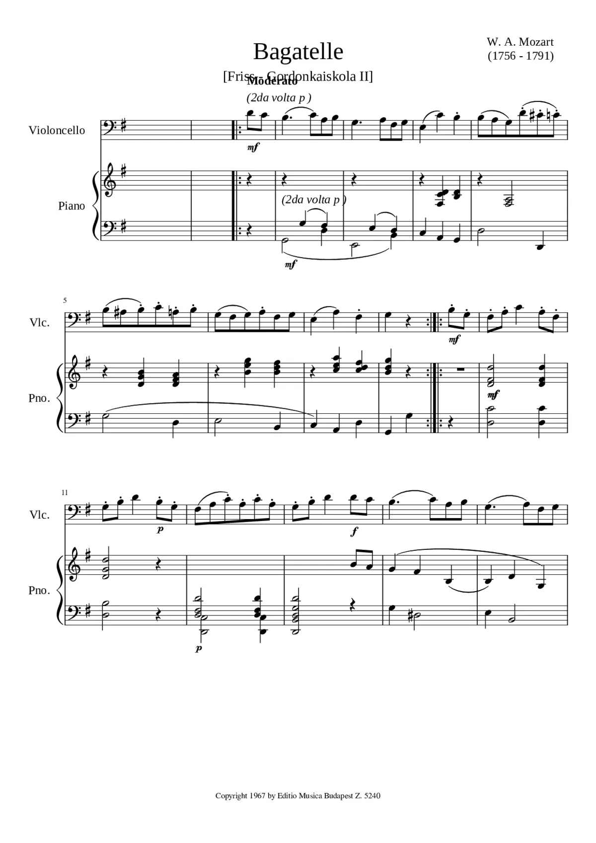 String Quintet K.Anh.83/592b - Page 1