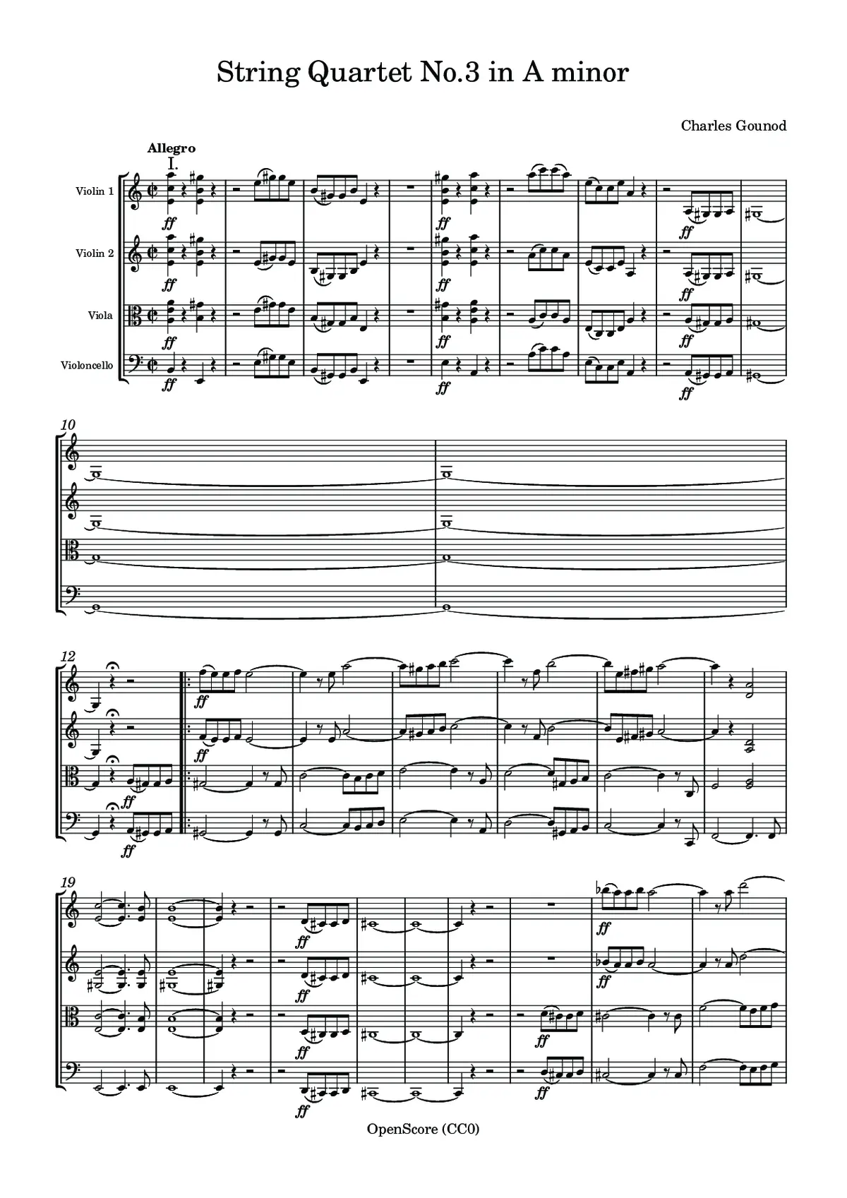 String Quartet No.3 in A minor - Page 1