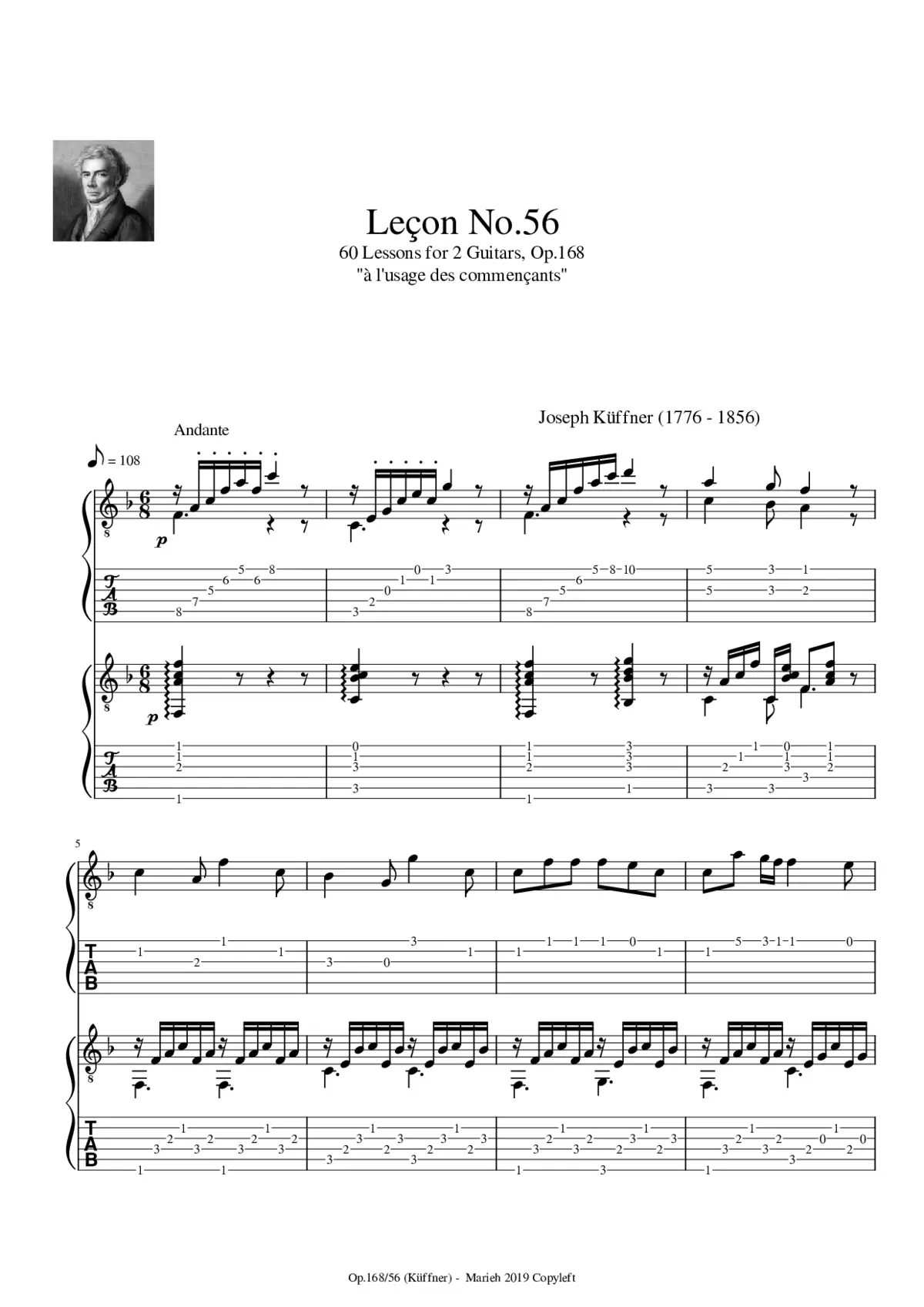 60 Lessons for 2 Guitars Op.168 - Page 1