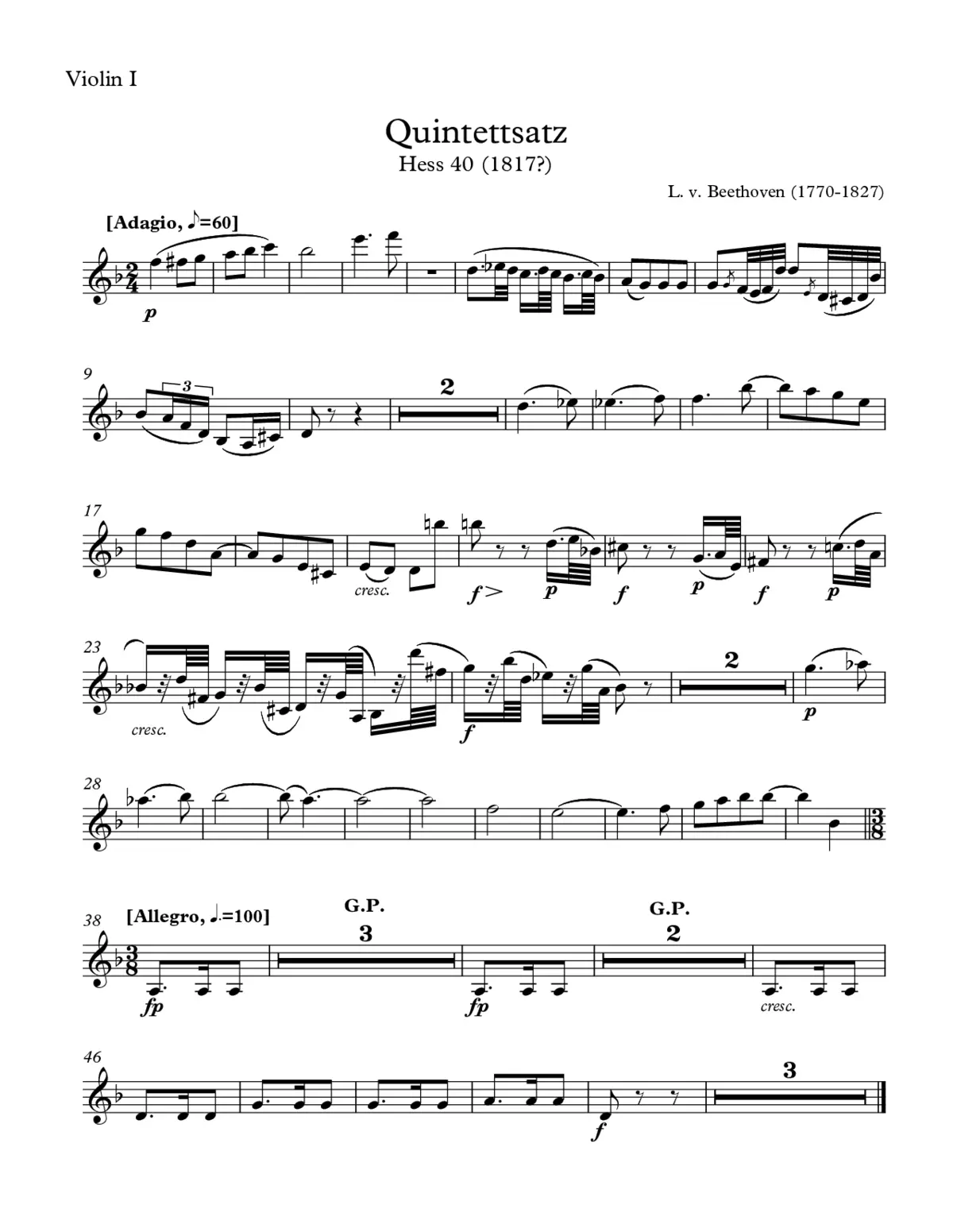 Quintettsatz - Page 1