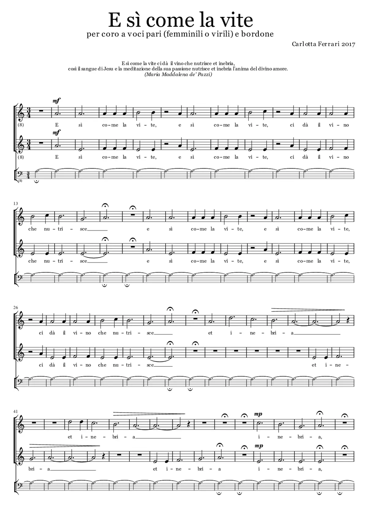 E sì come la vite - Page 1