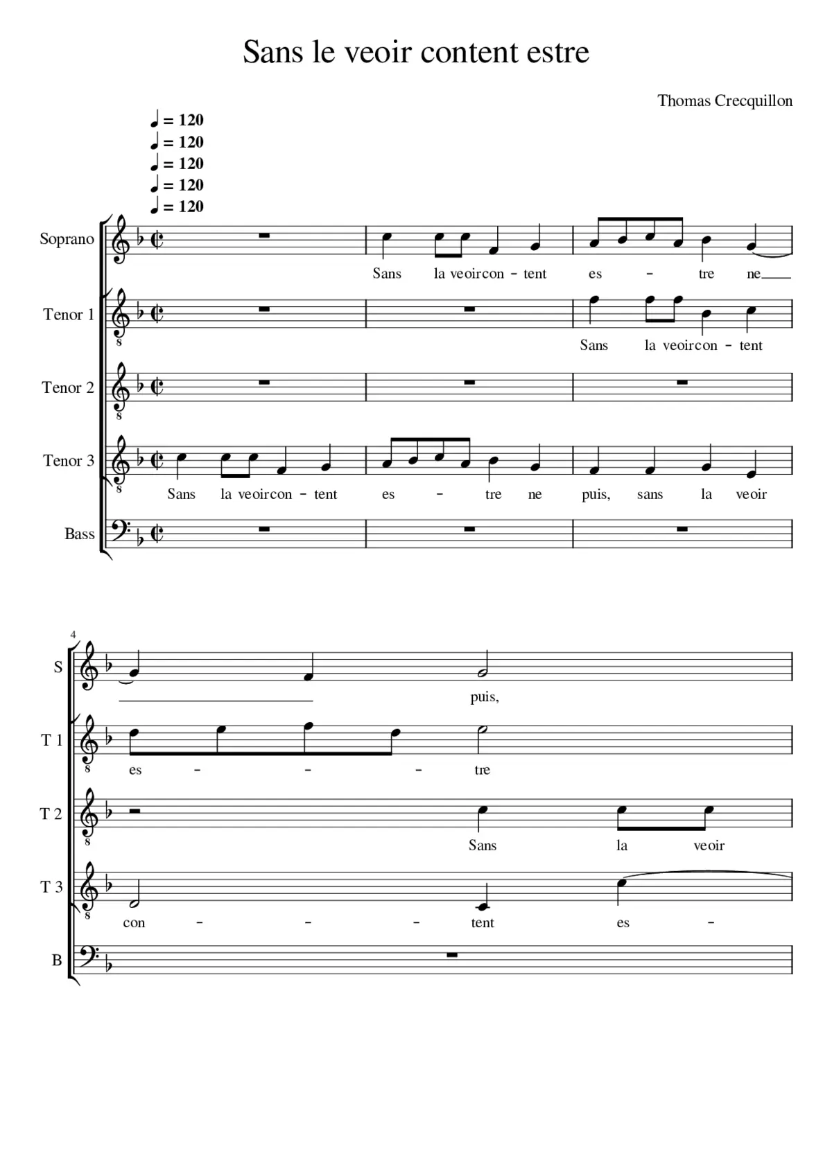 Sans la veoir content estre - Page 1