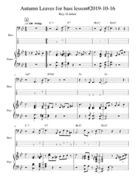Autumn Leaves for bass lesson 2019-07-23