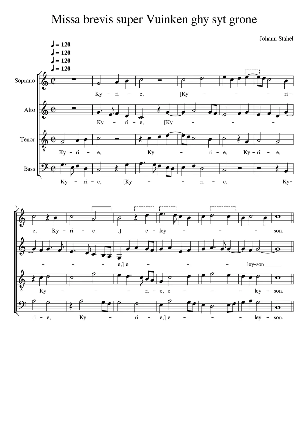 Missa brevis super Vuincken ghy syt grone - Page 1