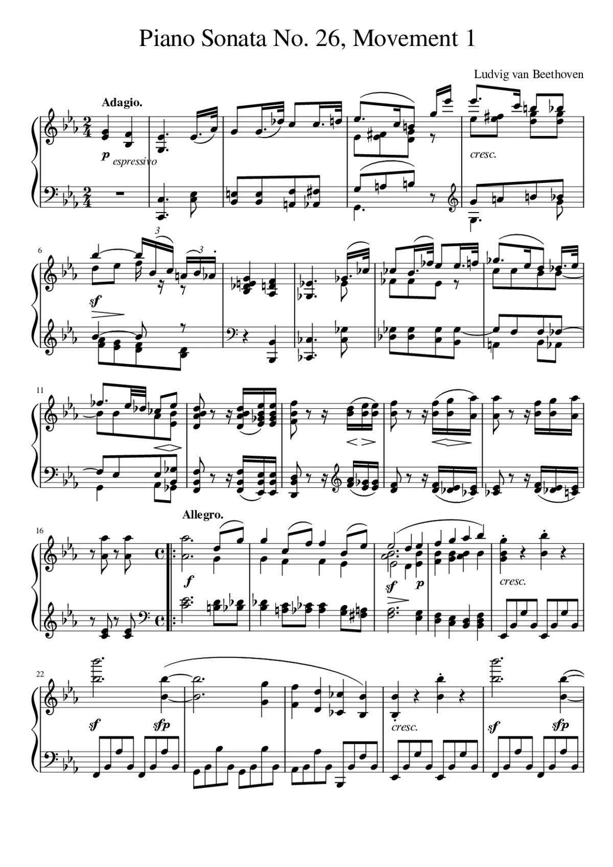 Piano Sonata No.26 Op.81a - Page 1