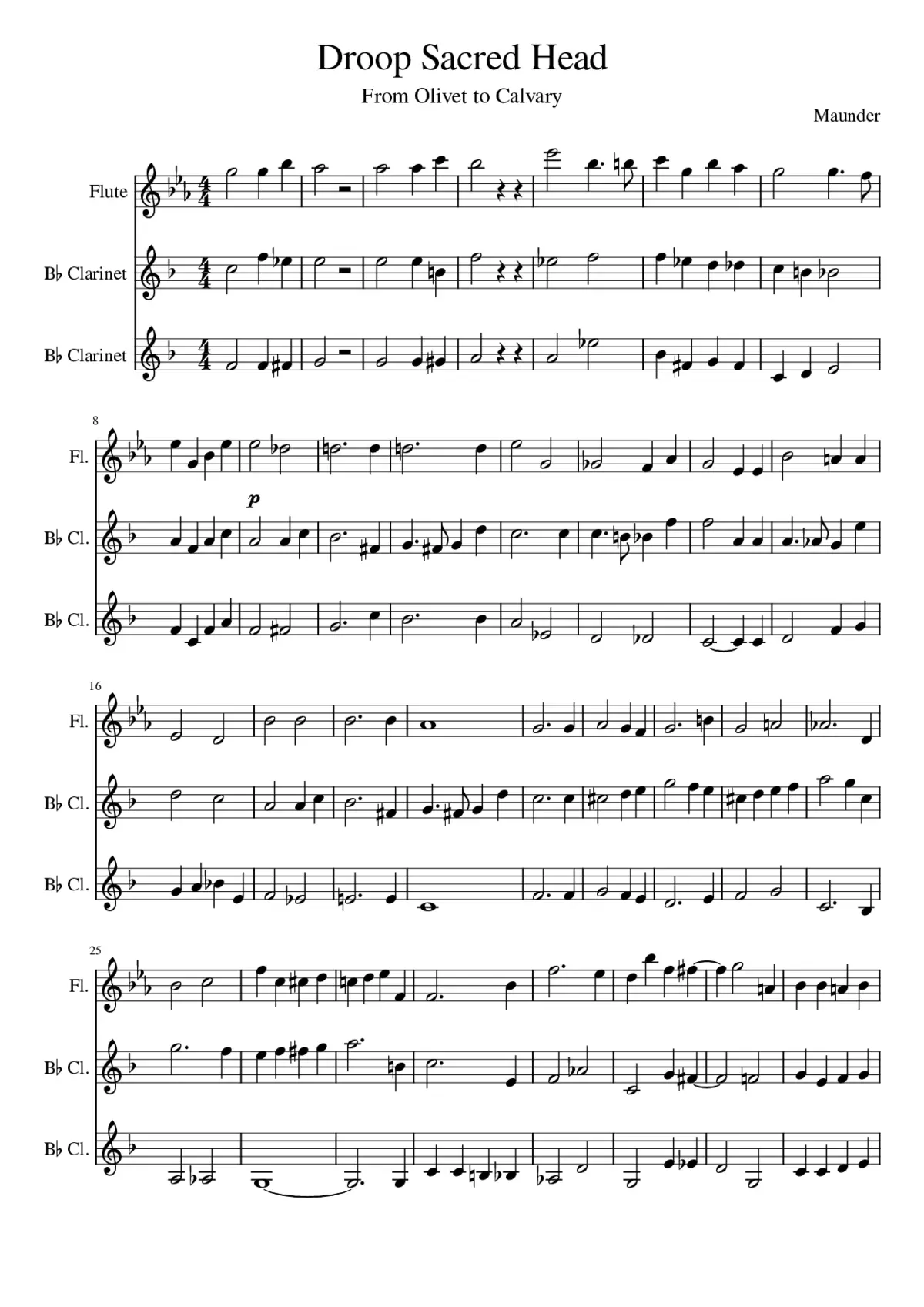 Droop Sacred Head (Olivet to Calvary) - Page 1