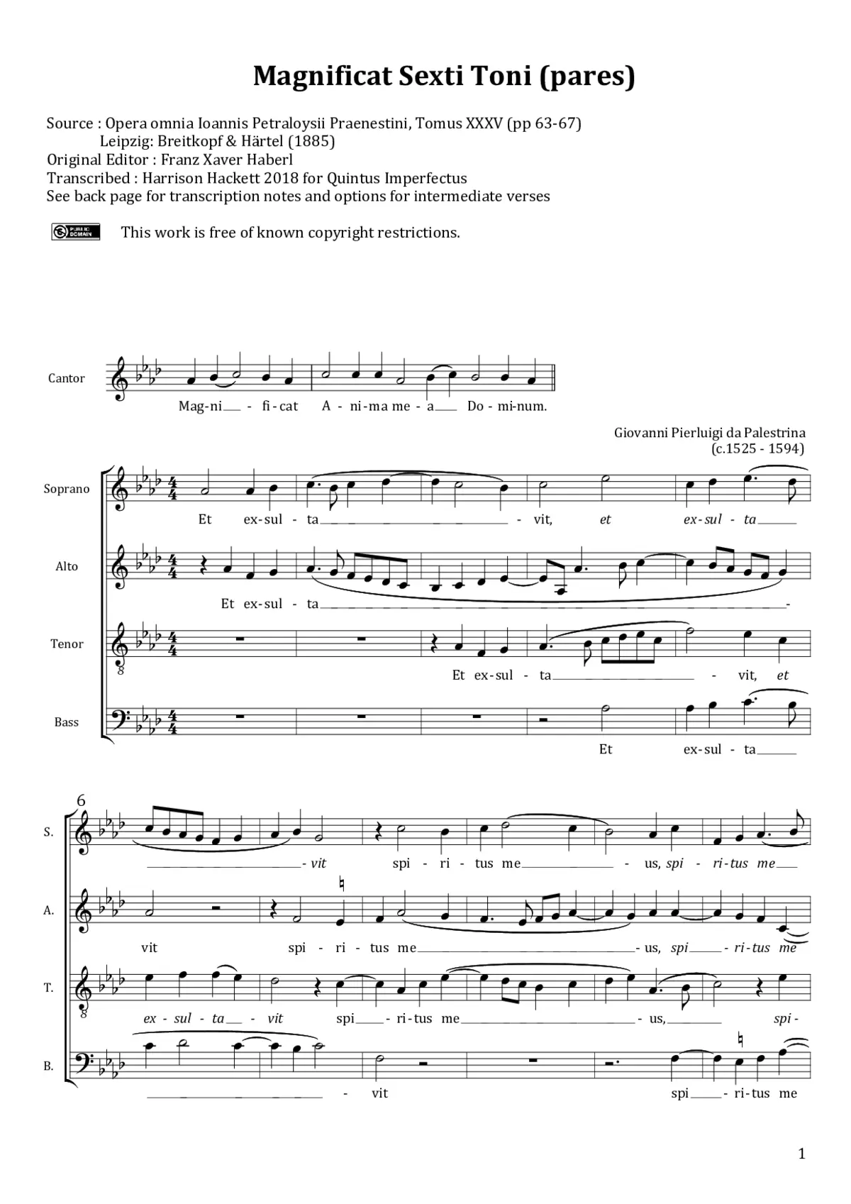 Magnificat Sexti Toni a 4, pares - Page 1
