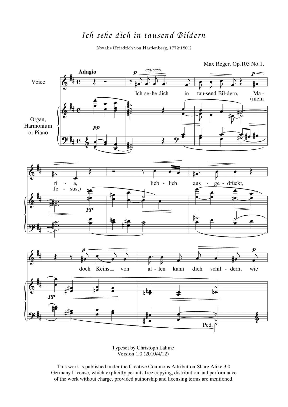 2 Geistliche Lieder, Op. 105 - Page 1