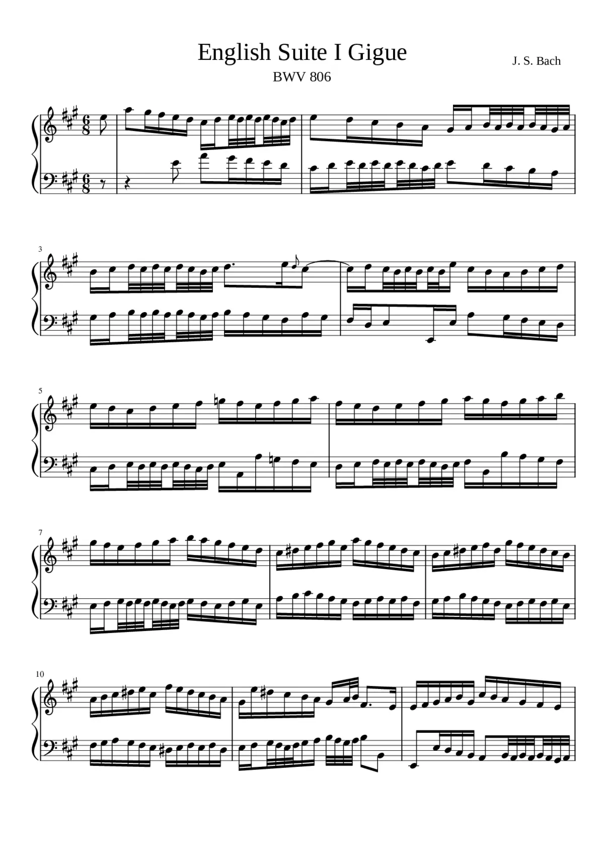 English Suite No.1 in A major BWV 806 - Page 1
