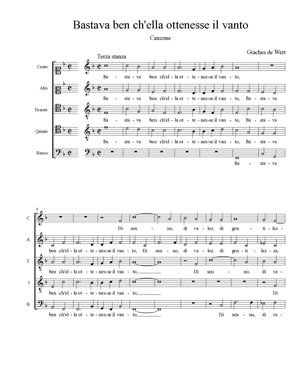 Bastava ben ch'ella ottenesse il vanto - Page 1