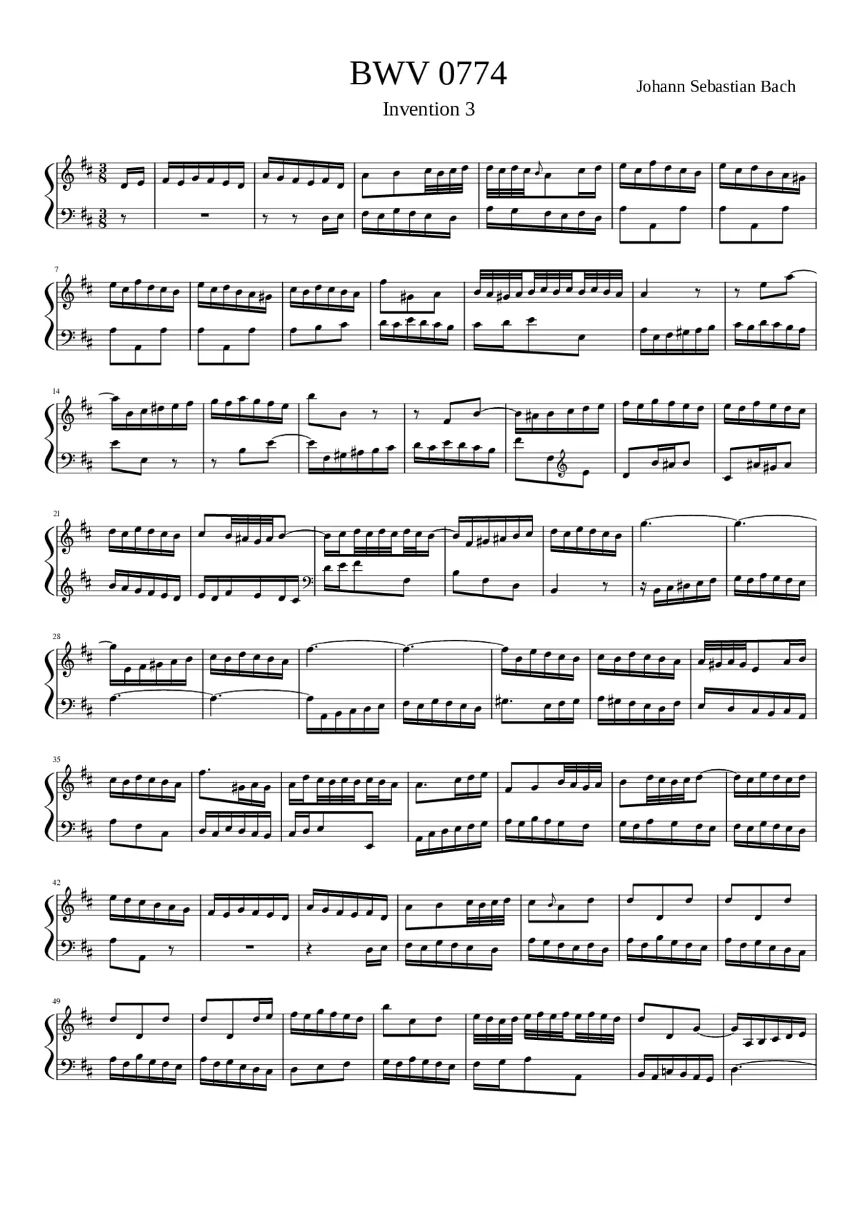 Invention in D major BWV 774 - Page 1
