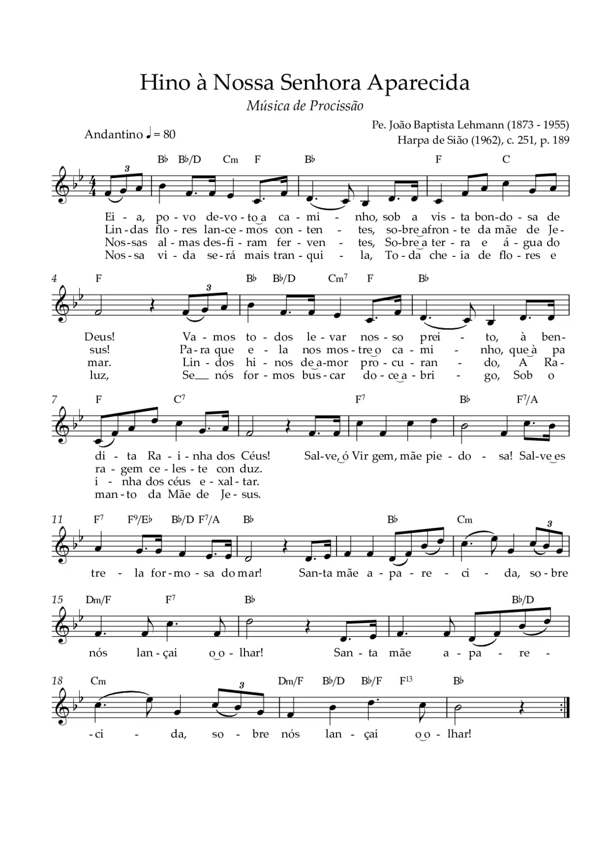 Hino à Nossa Senhora Aparecida - Page 1