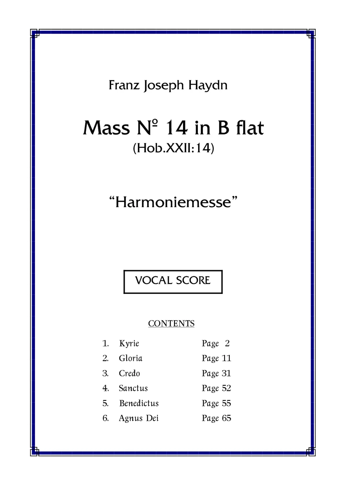 Harmoniemesse (Mass no. 14 in Bb Major) - Page 1