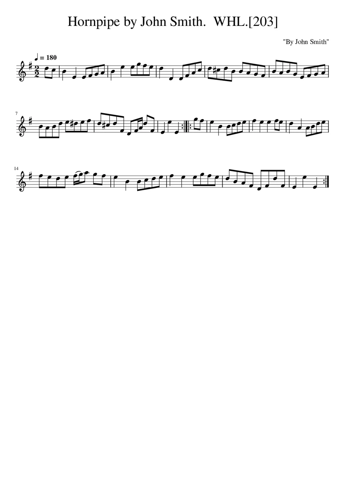 Hornpipe by John Smith. WHL.[203] - Page 1