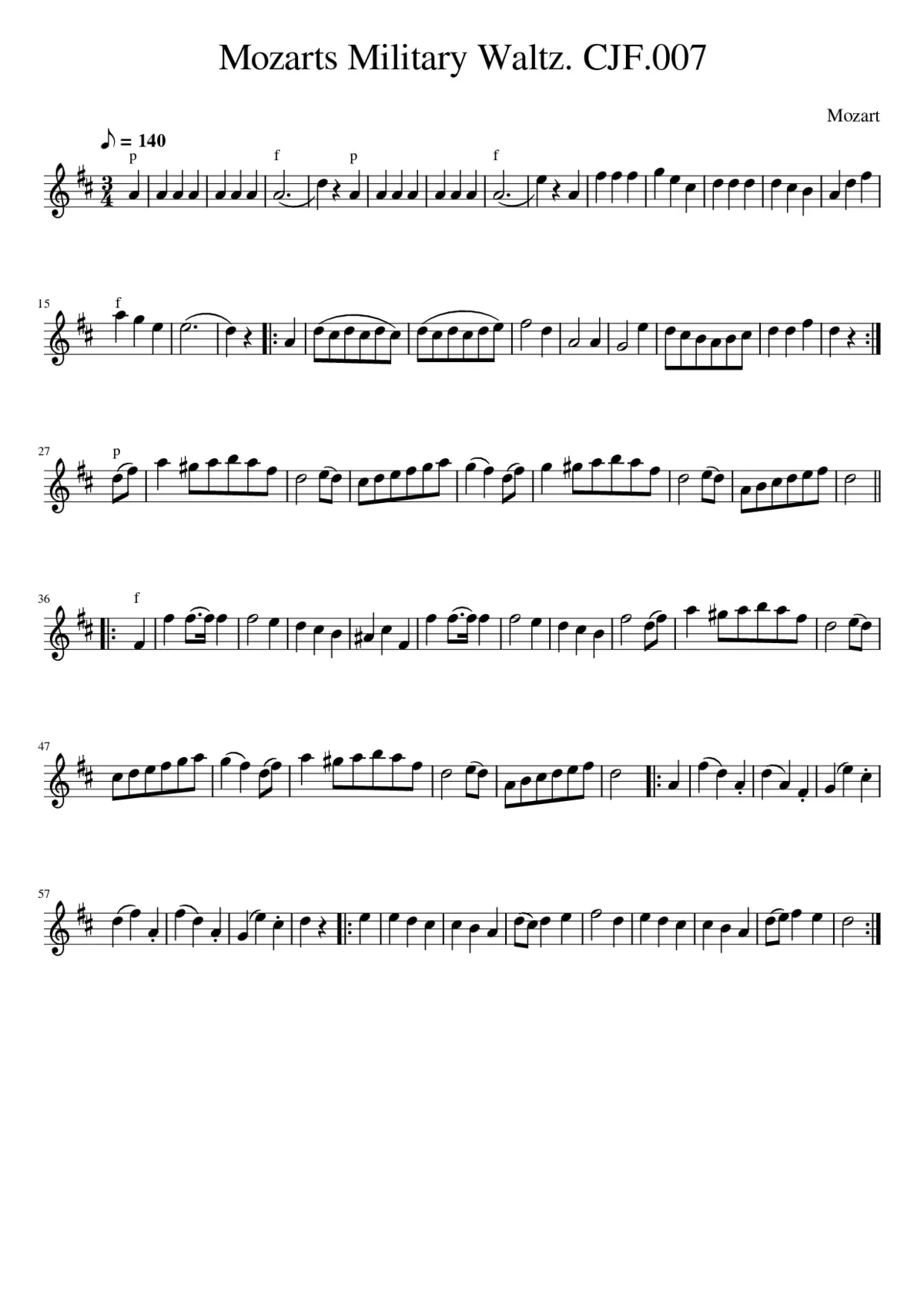 Mozarts Military Waltz. CJF.007 - Page 1