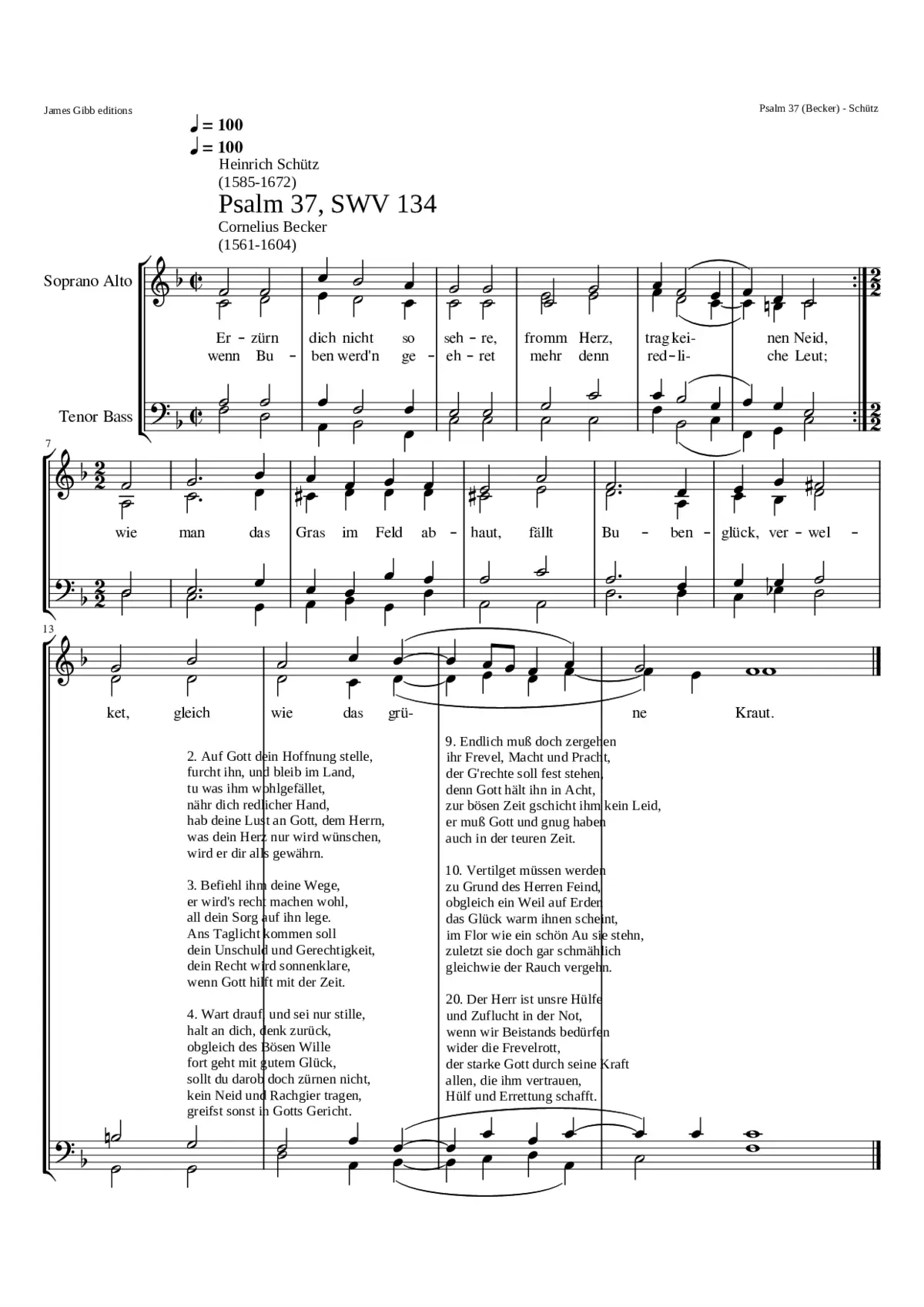 Erzürn dich nicht so sehre SWV 134 - Page 1