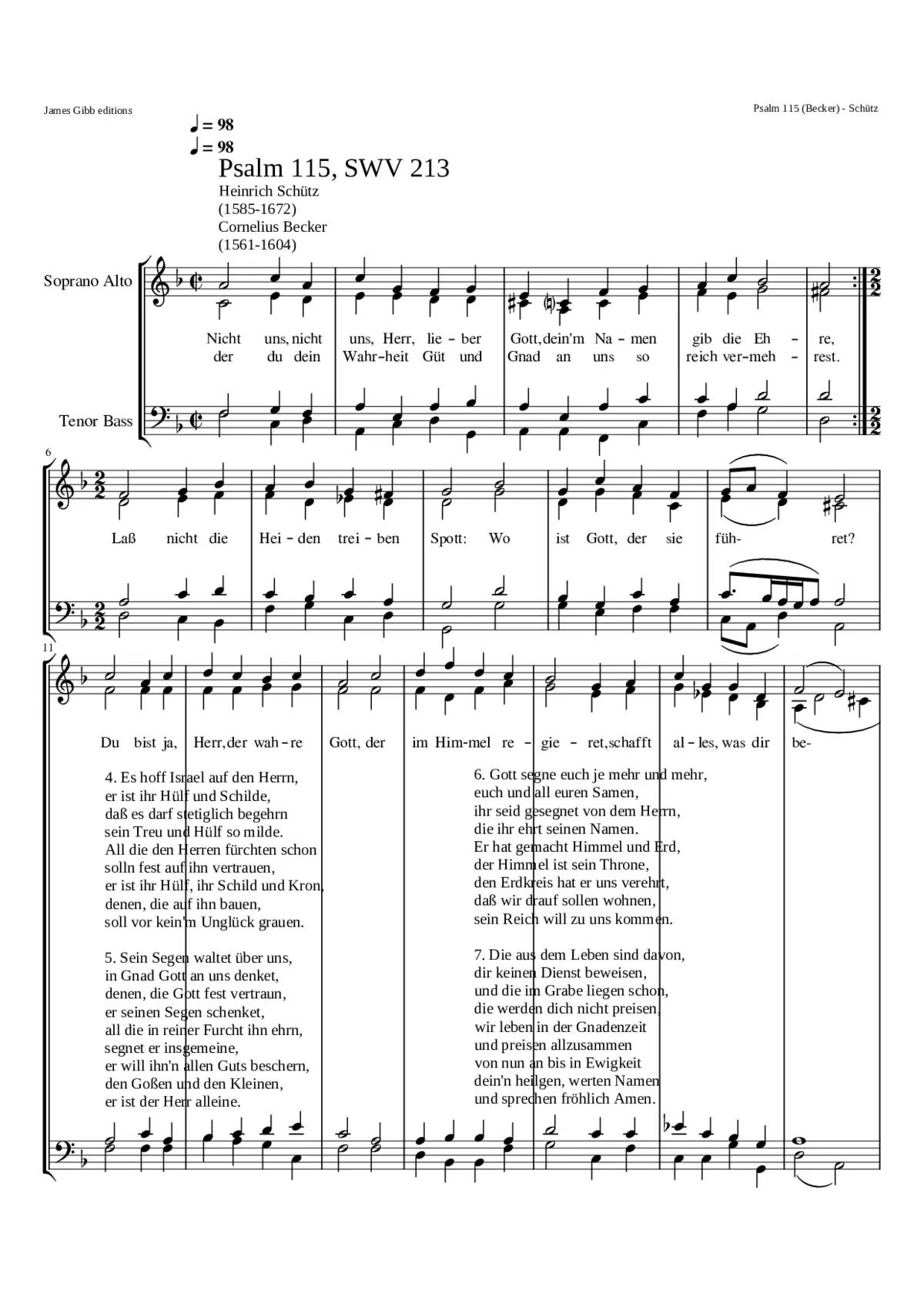 Nicht uns nicht uns Herr lieber Gott SWV 213 - Page 1