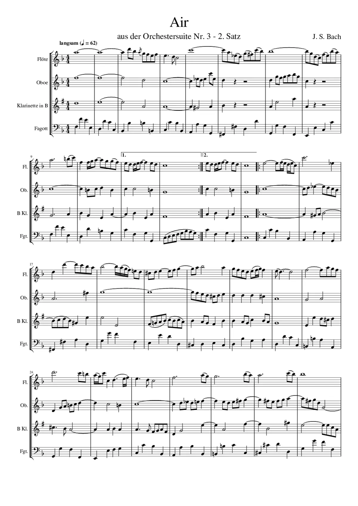 Orchestral Suite No.3 in D major BWV 1068 - Page 1