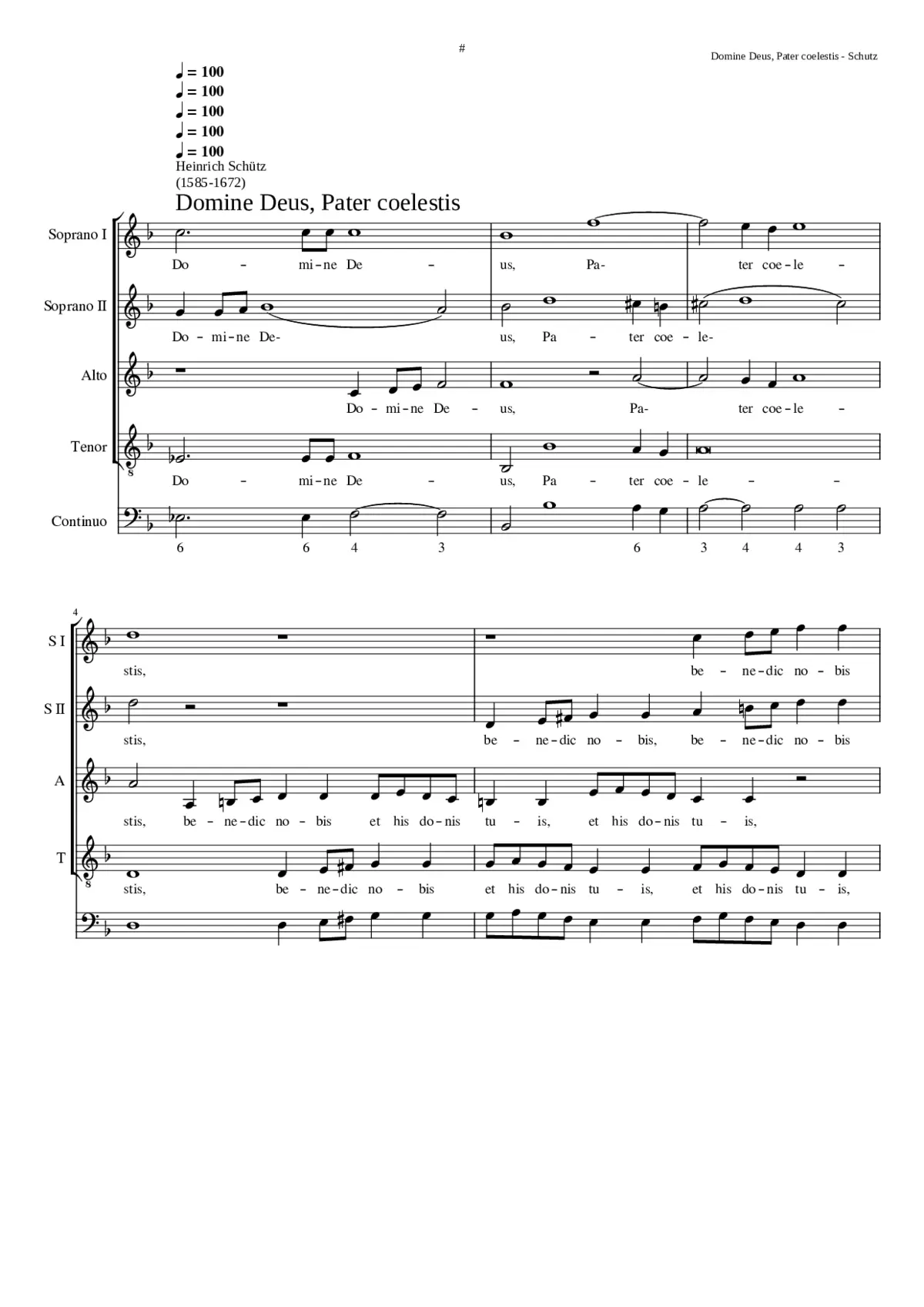 Domine Deus Pater coelestis benedic nobis SWV 90 - Page 1