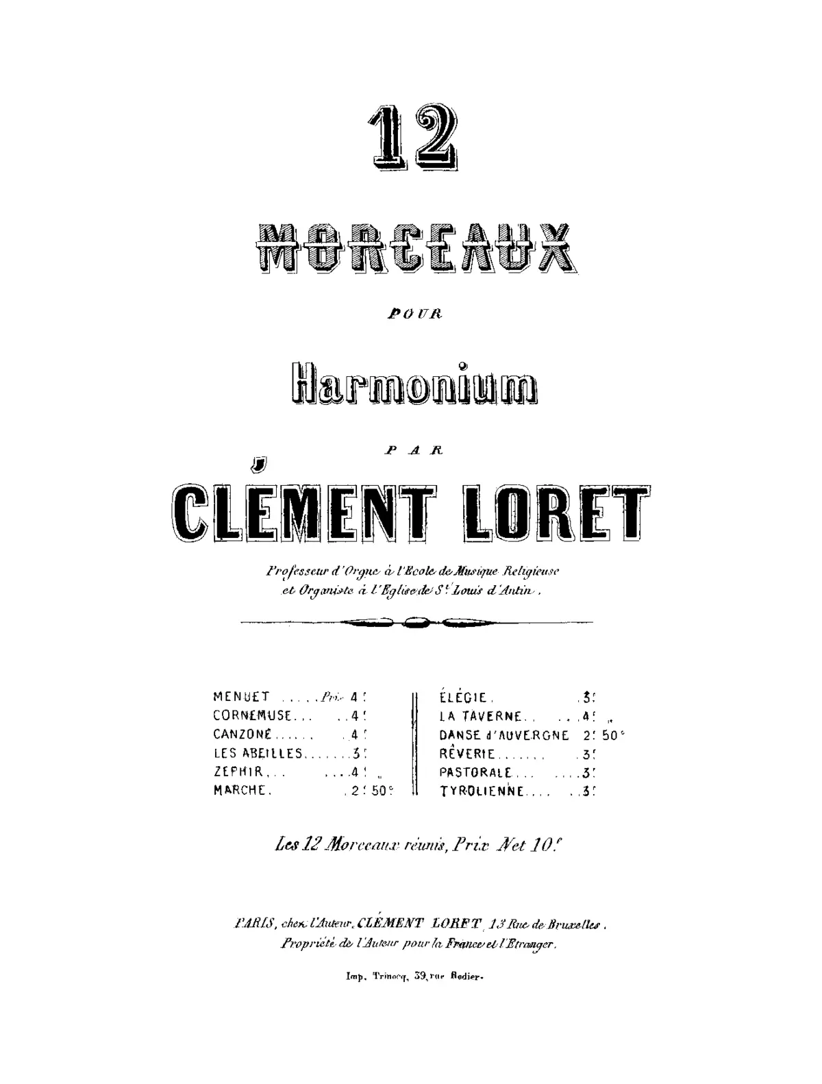 12 Morceaux pour harmonium - Page 1