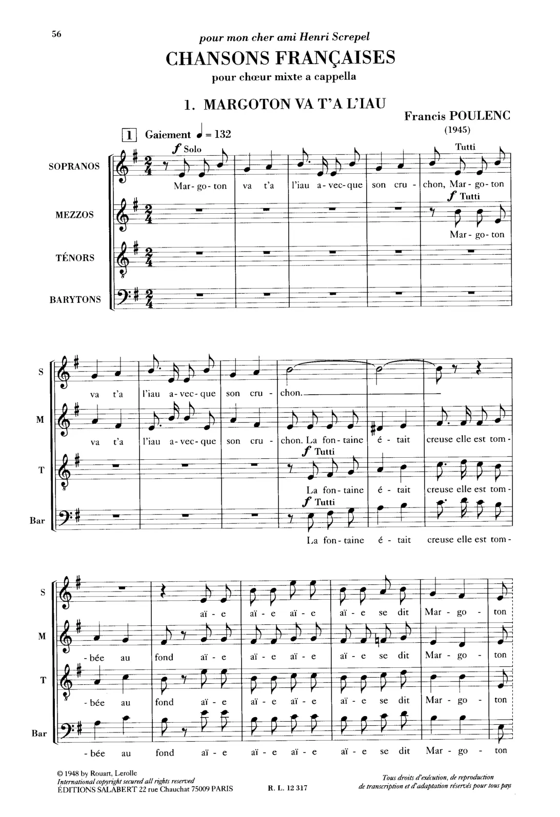 Chansons françaises : pour chœur a cappella - Page 1