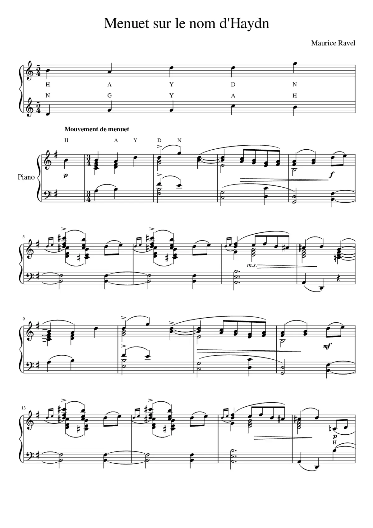 Menuet sur le nom d'Haydn - Page 1