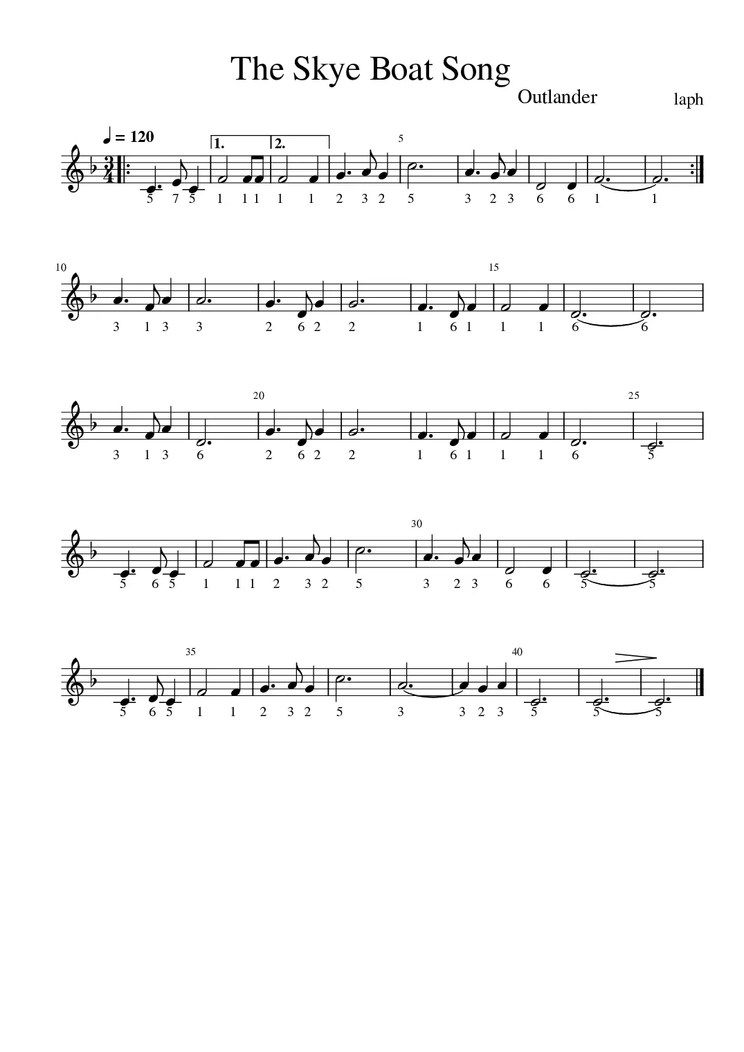 outlander - the skye boat song - Page 1