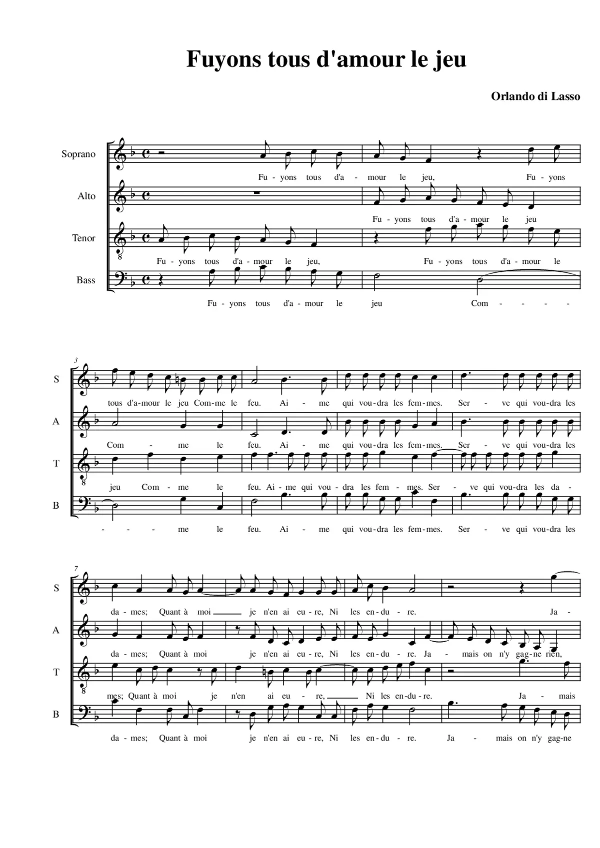 Fuyons tous d'amour le jeu - Page 1