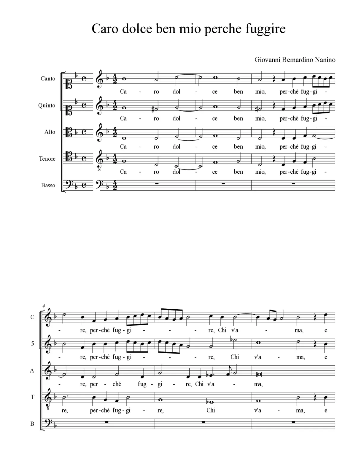 Caro dolce ben mio perche fuggire - Page 1