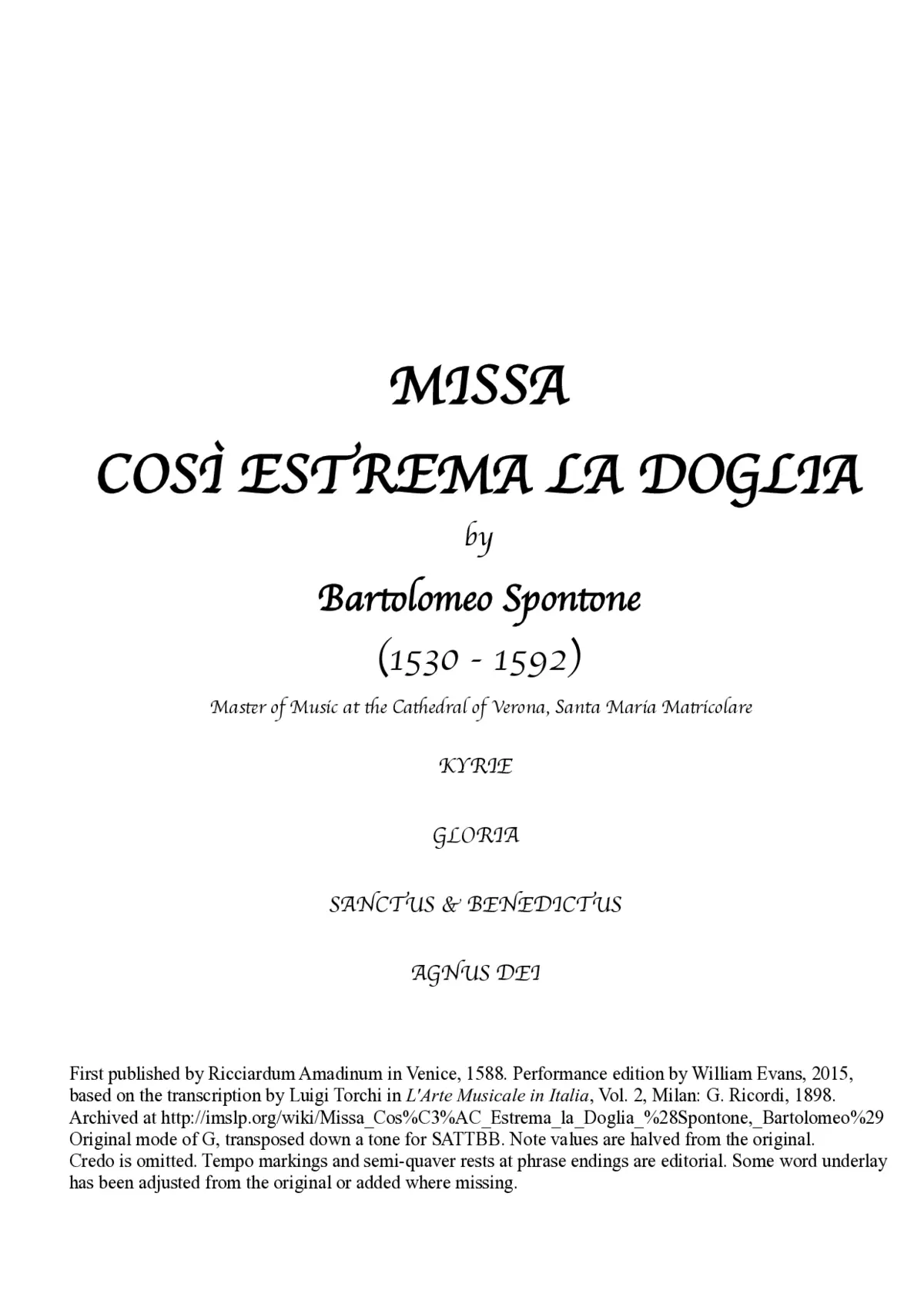 Missa cosi estrema la doglia - Page 1