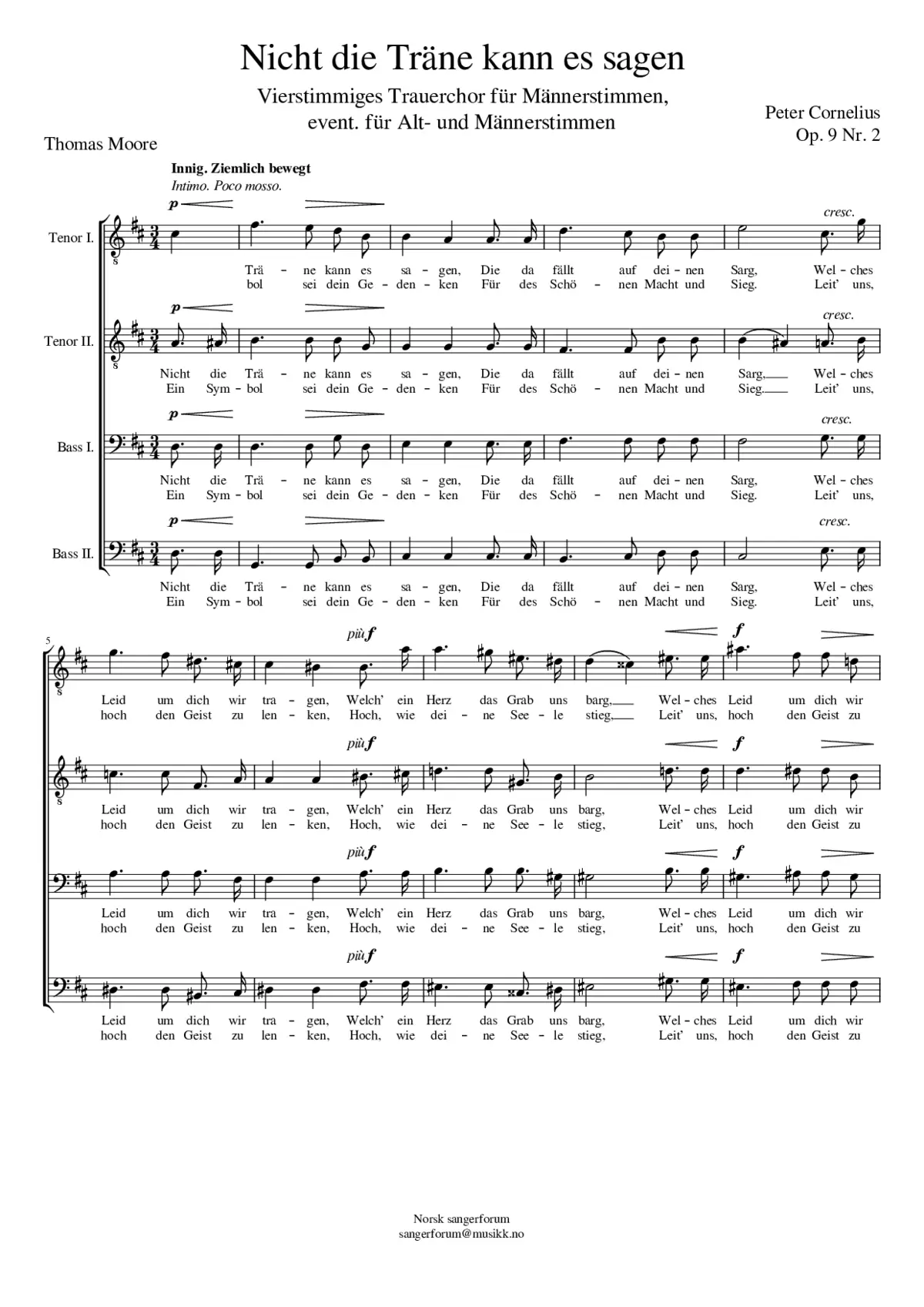 Nicht die Träne kann es sagen (Op. 9 Nr. 2) - Page 1