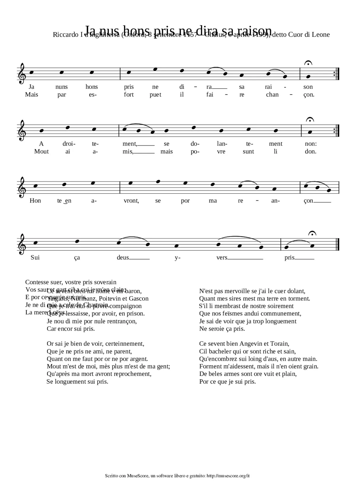 Ja nus hons pris ne dira sa raison - Page 1