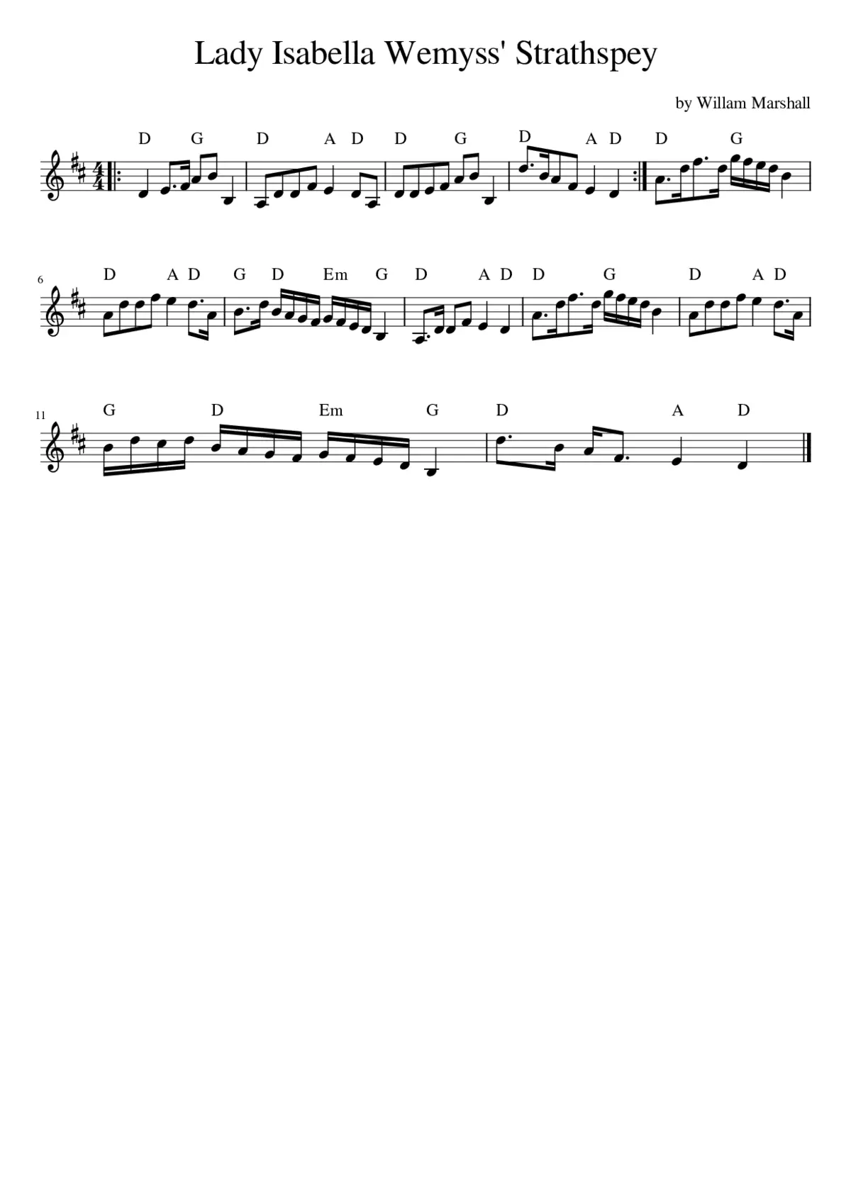 Lady Isabella Wemyss' Strathspey - Page 1