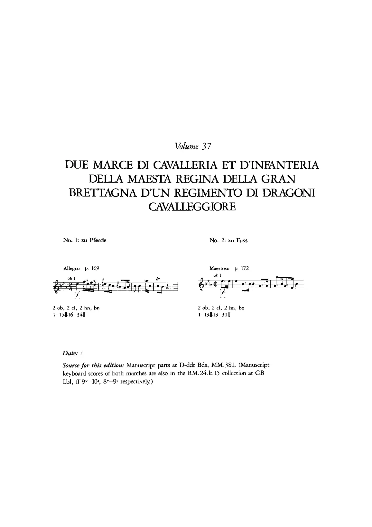 2 marce di Cavalleria et d'infanteria della Maesta Regina della gran brettagna d'un Regimento di Dragoni Cavalleggiore - Page 1