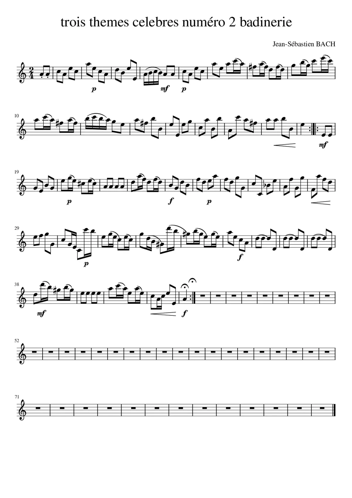 Orchestral Suite No.2 in B minor BWV 1067 No. 7 Badinerie - Page 1