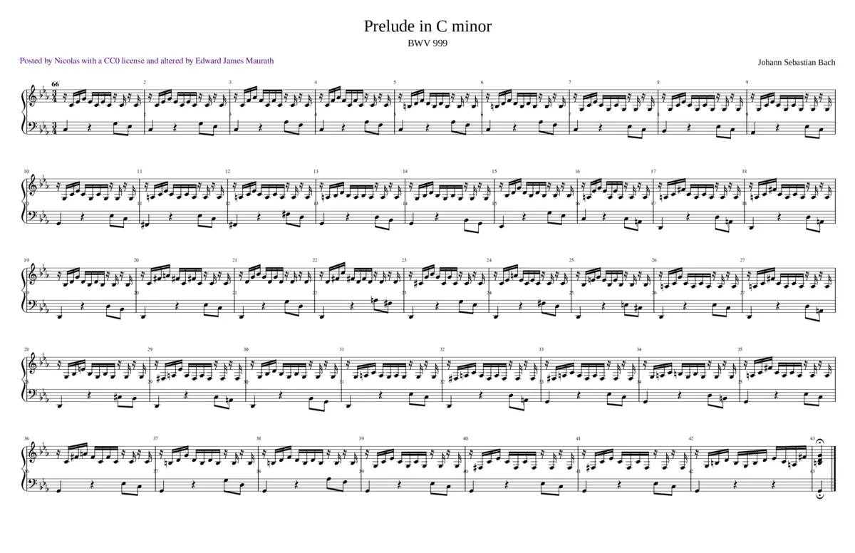 Prelude in C minor BWV 999 - Page 1