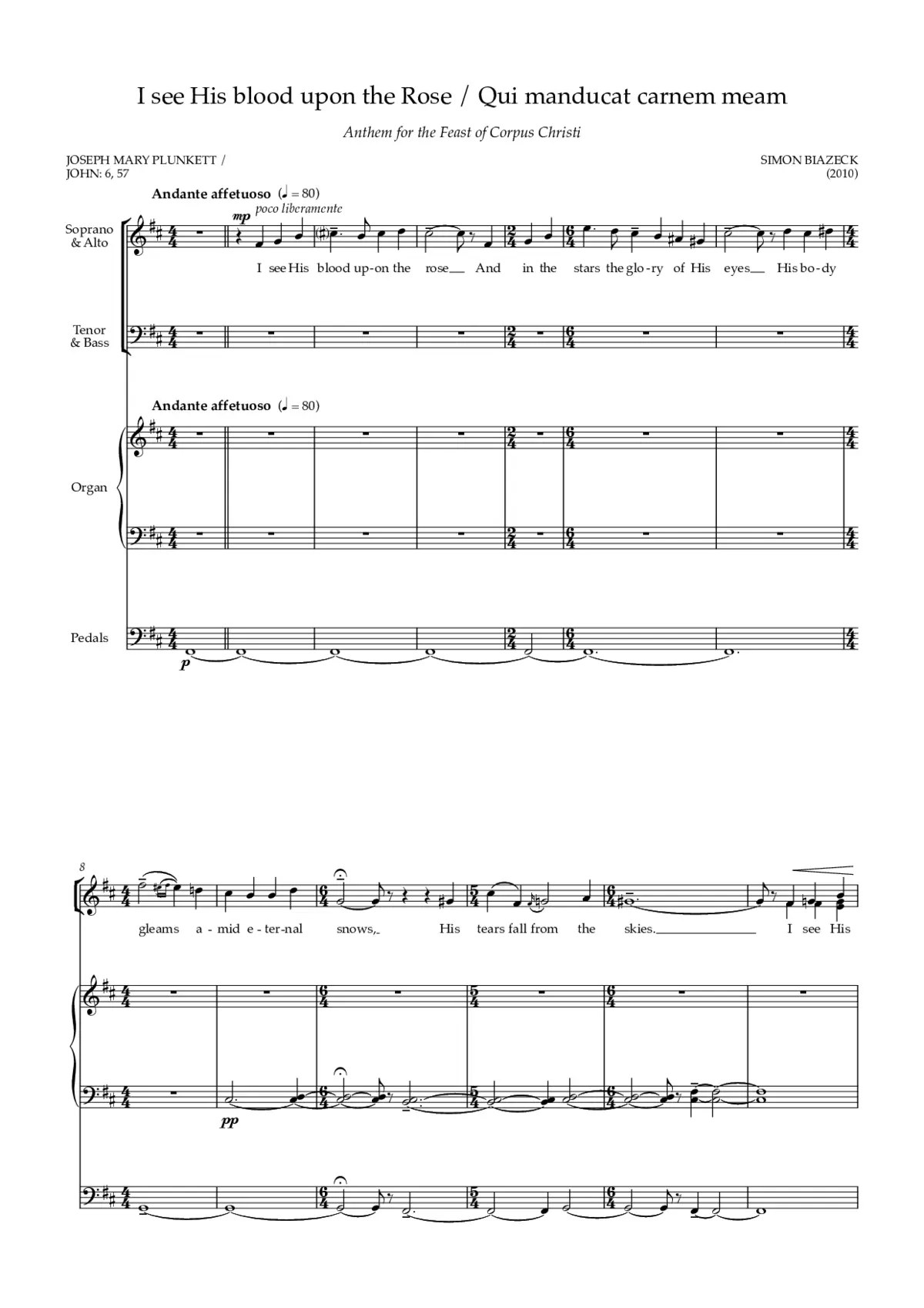 I see his blood upon the rose / Qui manducat carnem meam - Page 1