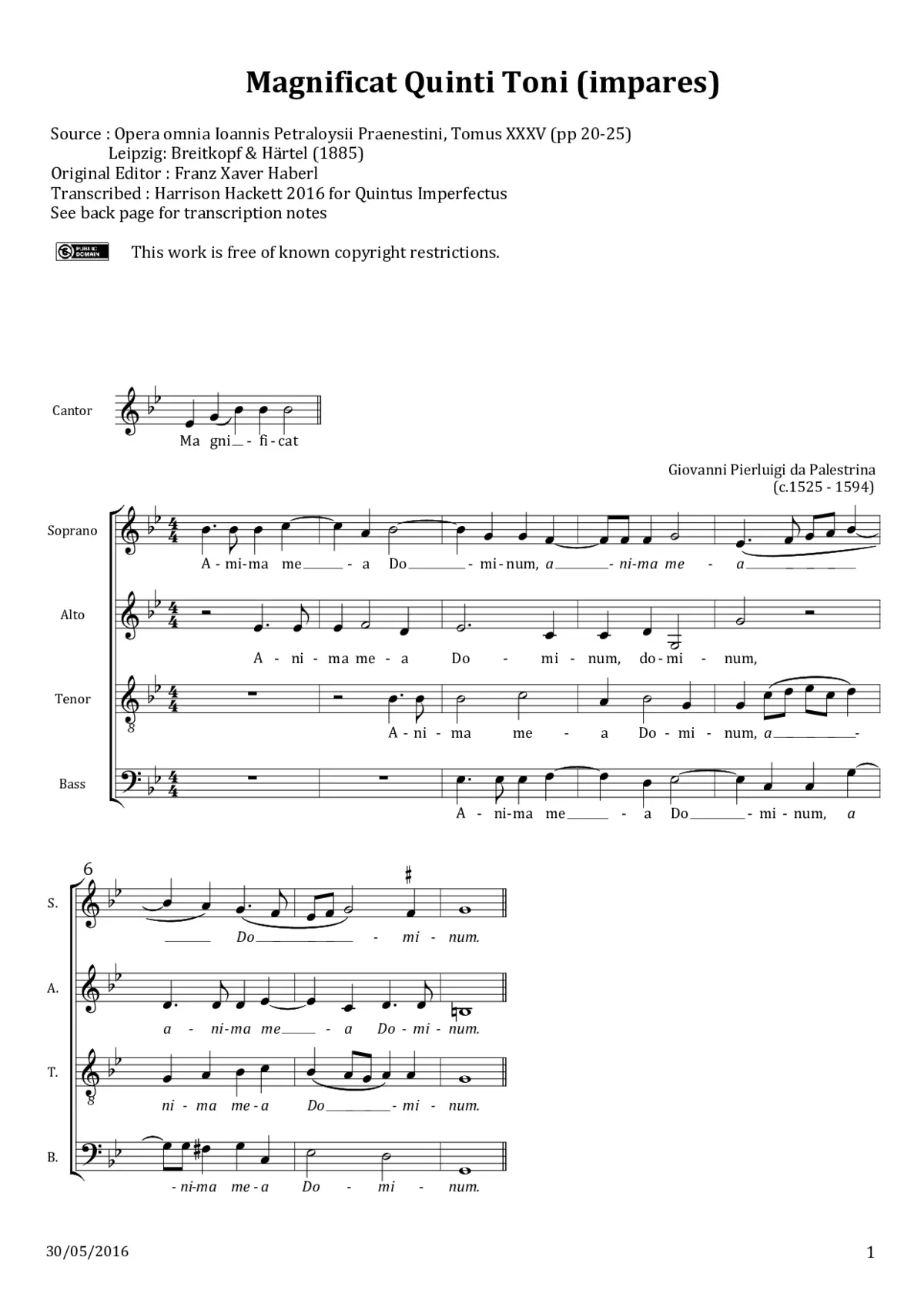 Magnificat quinti toni a 4, impares - Page 1