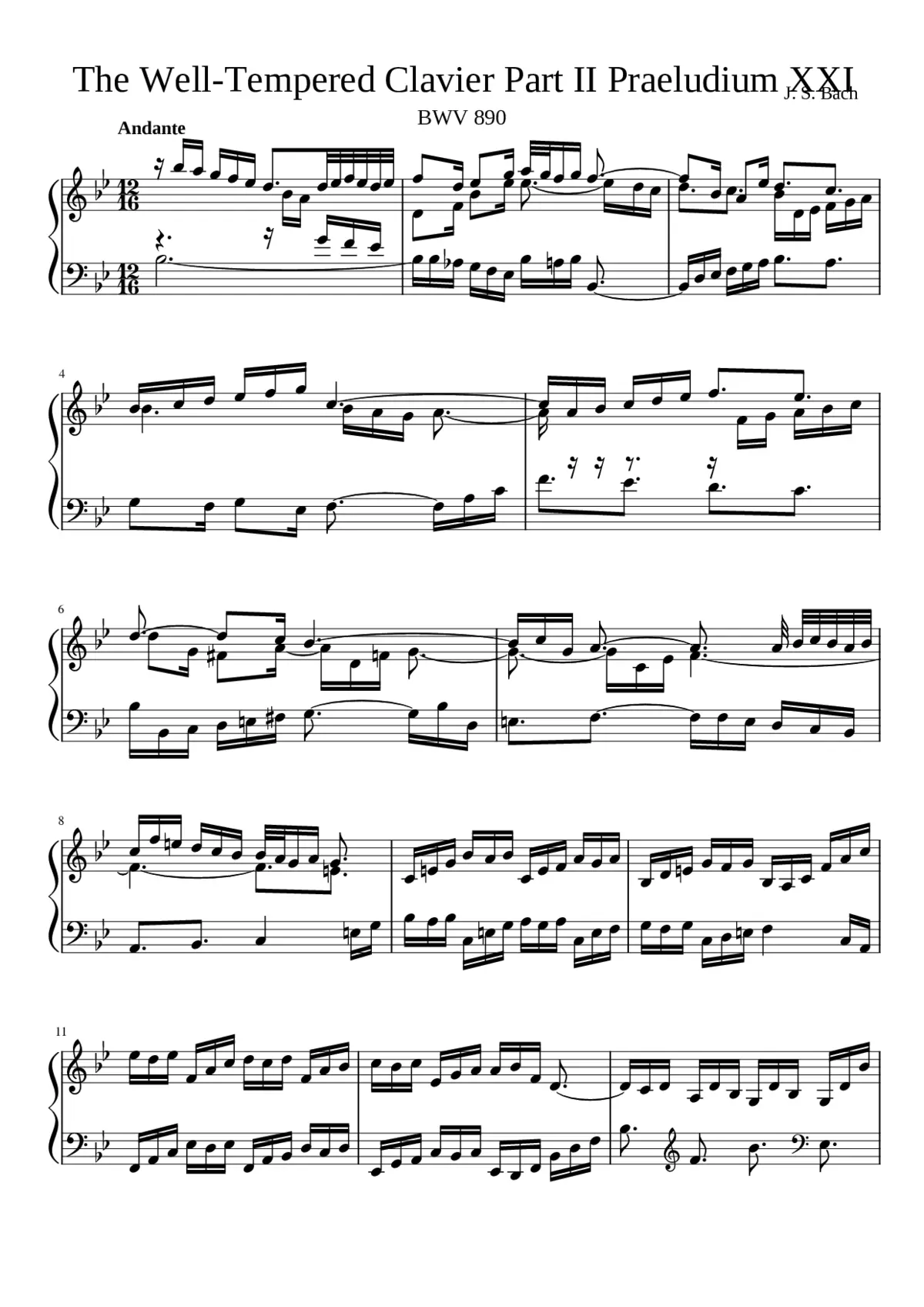 Prelude and Fugue in B-flat major BWV 890 - Page 1