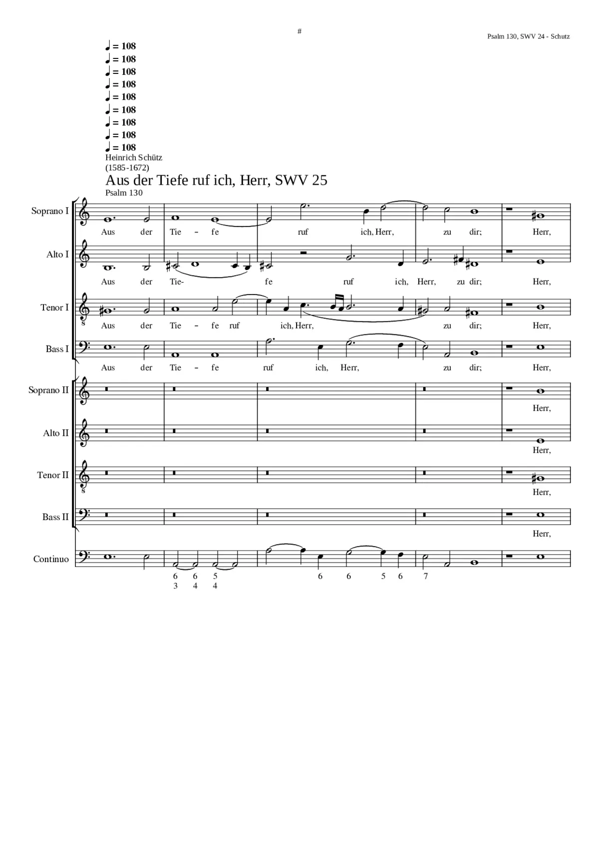 Aus der Tiefe (Psalm 130) SWV 25 - Page 1