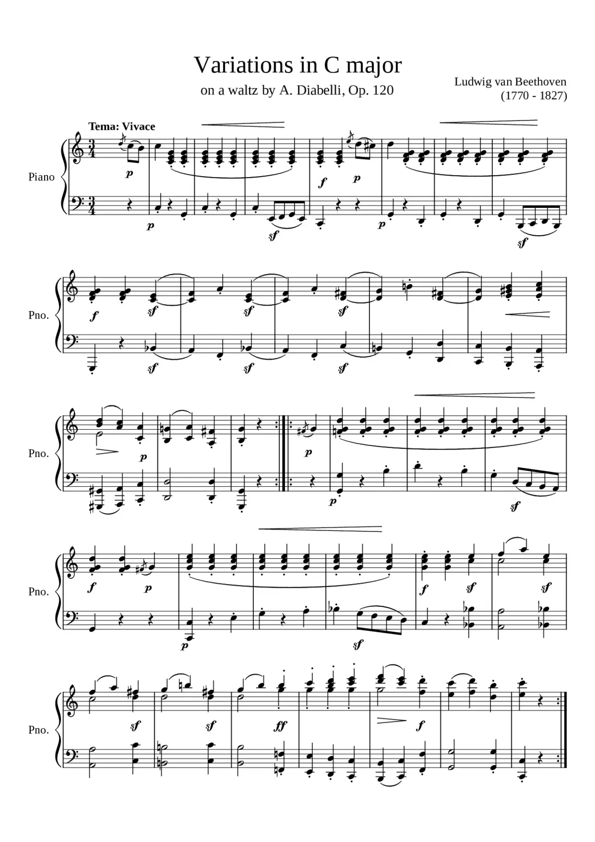 Veränderungen über einen Walzer Op.120 - Page 1