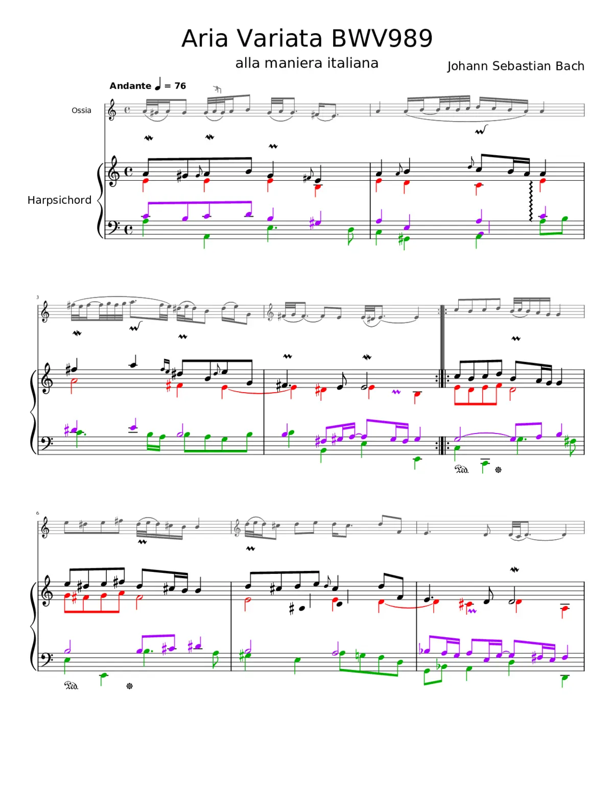 Aria variata in A minor BWV 989 - Page 1
