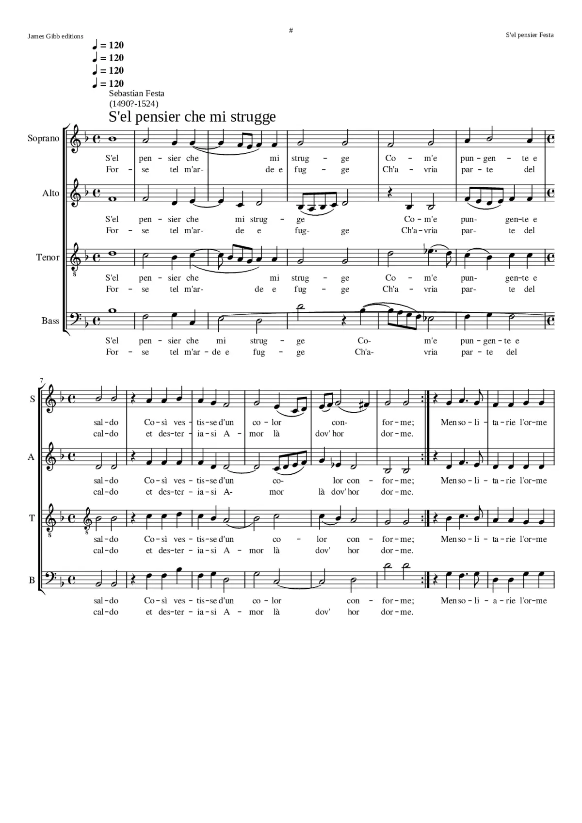 Se'l pensier che mi strugge - Page 1