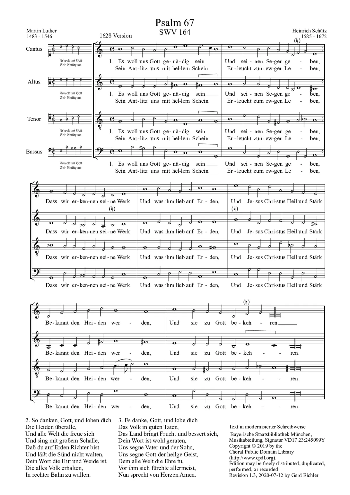 Es woll uns Gott genädig sein, SWV 164 - Page 1